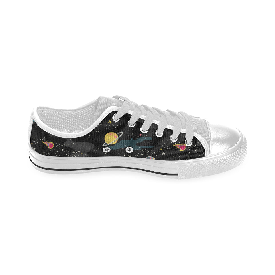 space pattern Men's Low Top Shoes White