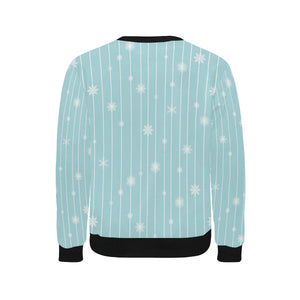 Snowflake pattern blue stripe background Men's Crew Neck Sweatshirt