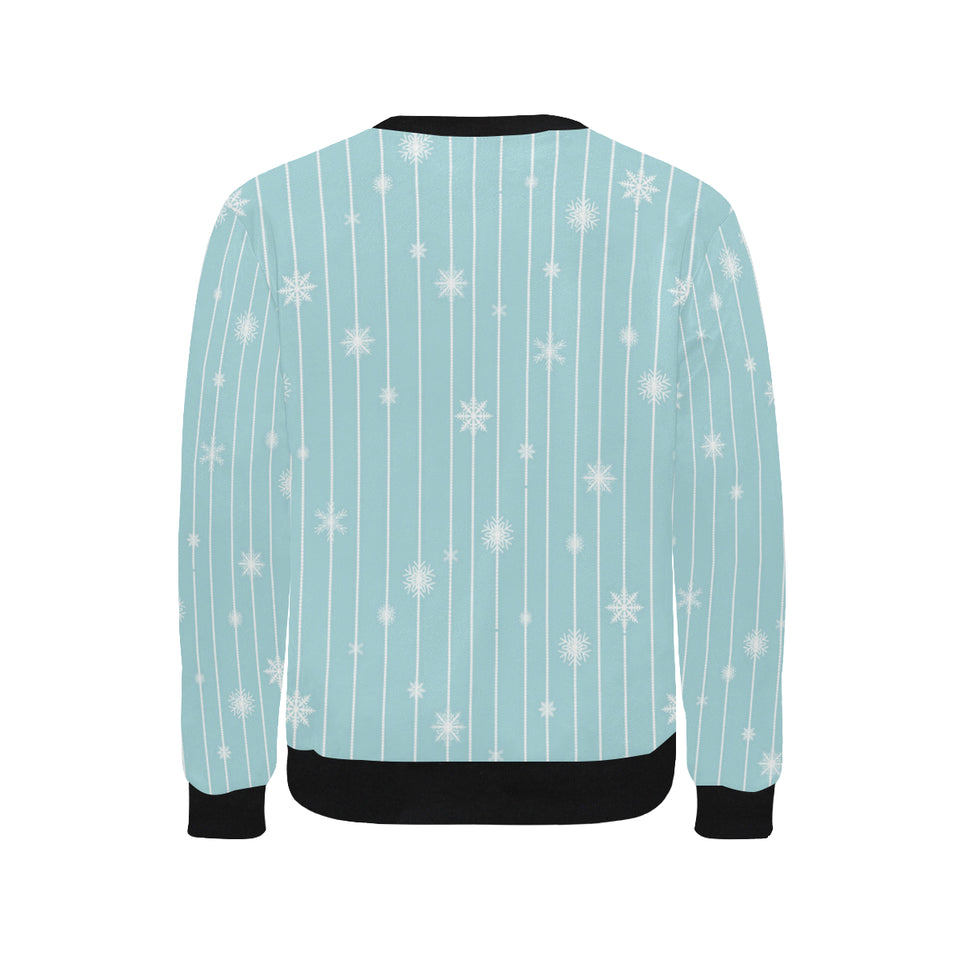 Snowflake pattern blue stripe background Men's Crew Neck Sweatshirt