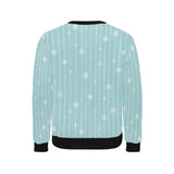 Snowflake pattern blue stripe background Men's Crew Neck Sweatshirt
