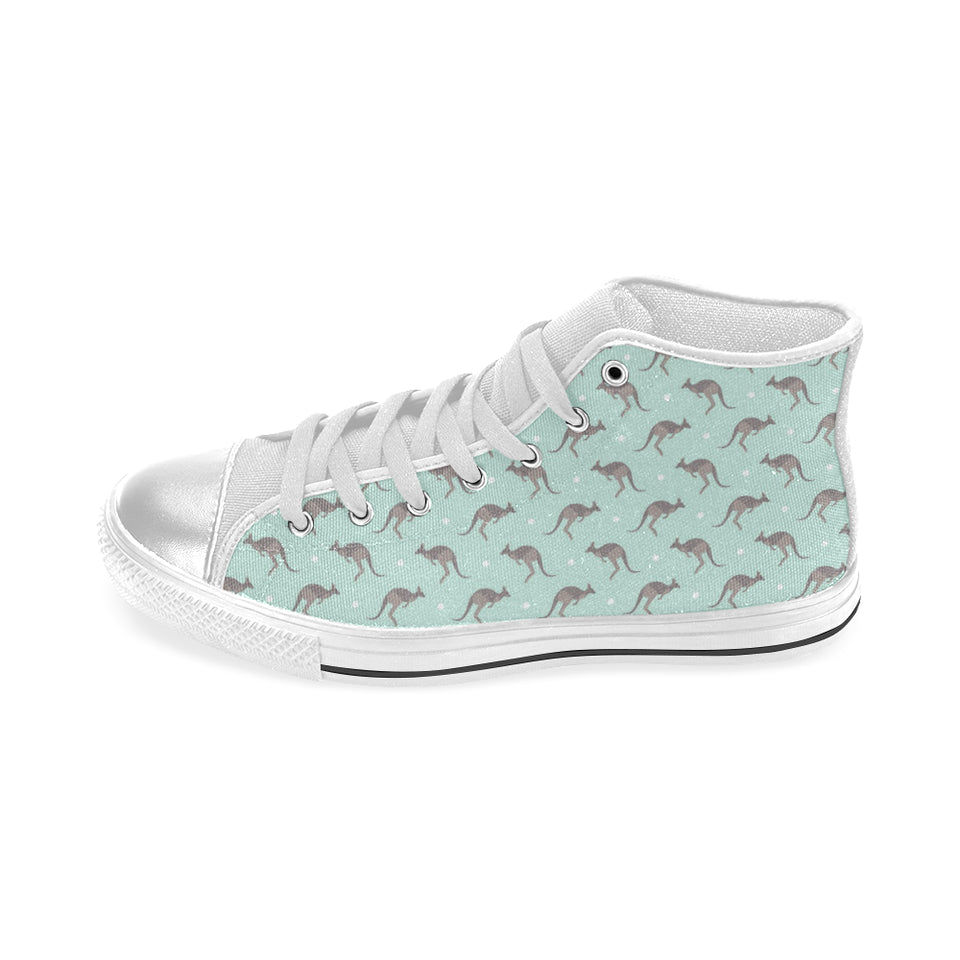 Kangaroo pattern background Women's High Top Canvas Shoes White