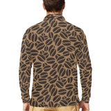 Coffee bean on brown background Men's Long Sleeve Polo Shirt