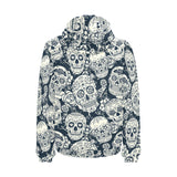 Sugar skull black white pattern Men's Padded Hooded Jacket