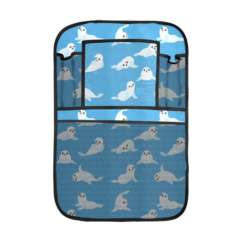 Cute sea lion seal pattern background Car Seat Back Organizer