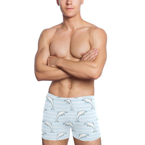 Dolphin blue striped background Men's Swimming Trunks