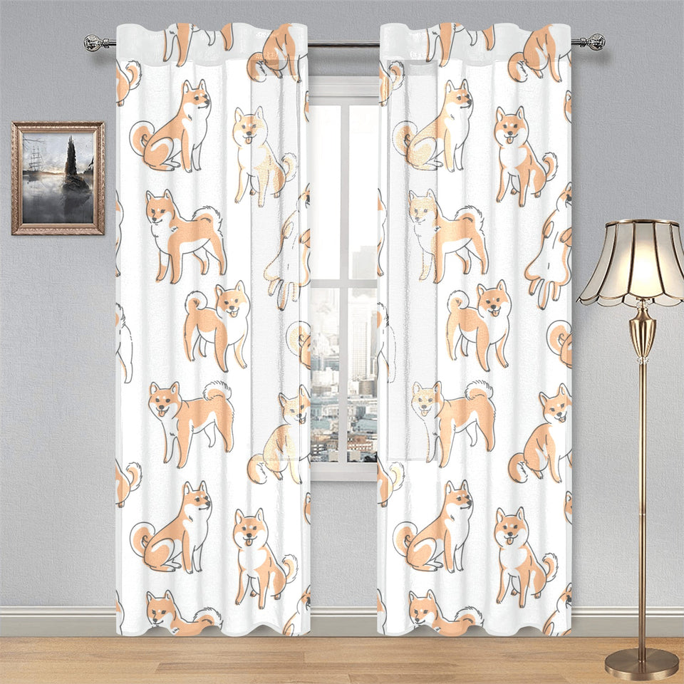 shiba inu dog pattern Gauze Curtain