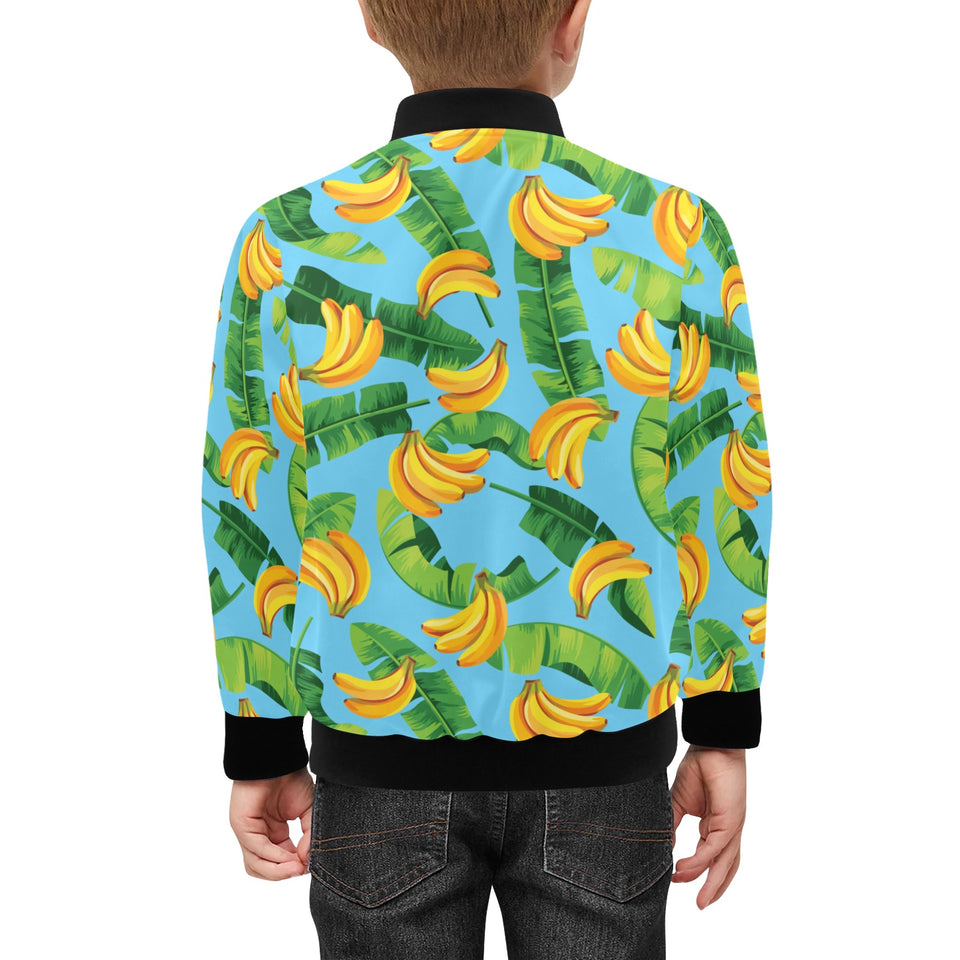 banana leaves banana design pattern Kids' Boys' Girls' Bomber Jacket