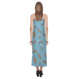 Sea otters pattern V-Neck Open Fork Long Dress
