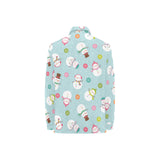 Cute snowman snowflake pattern Women's Long Sleeve Polo Shirt