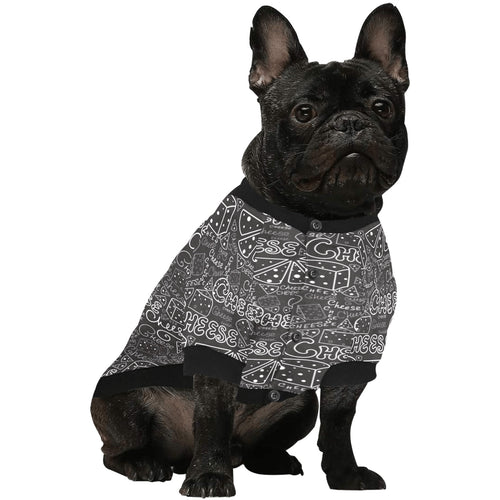 Handwritten cheese pattern All Over Print Pet Dog Round Neck Fuzzy Shirt