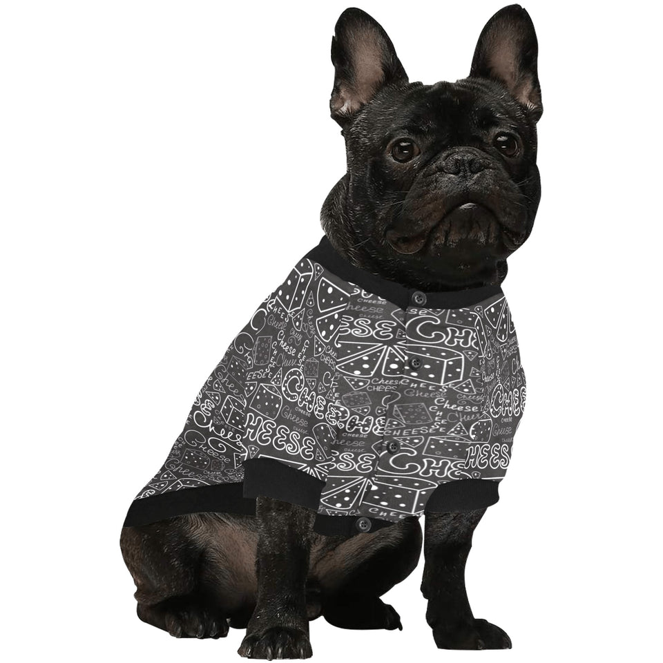 Handwritten cheese pattern All Over Print Pet Dog Round Neck Fuzzy Shirt