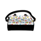 Siberian husky and colorful circle pattern Shoulder Handbag