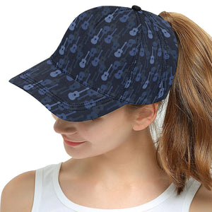 Blue Theme guitar pattern All Over Print Snapback Cap