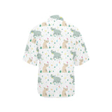 Cute Rhino pattern Women's All Over Print Hawaiian Shirt