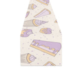 Cakes pies tarts muffins and eclairs purple bluebe Table Runner