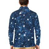 Night sky star pattern Men's Long Sleeve Polo Shirt