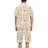 Giraffe Pattern Print Design 04 Men's V-Neck Short Pajama Set