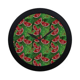 Watermelons tropical palm leaves pattern backgroun Elegant Black Wall Clock