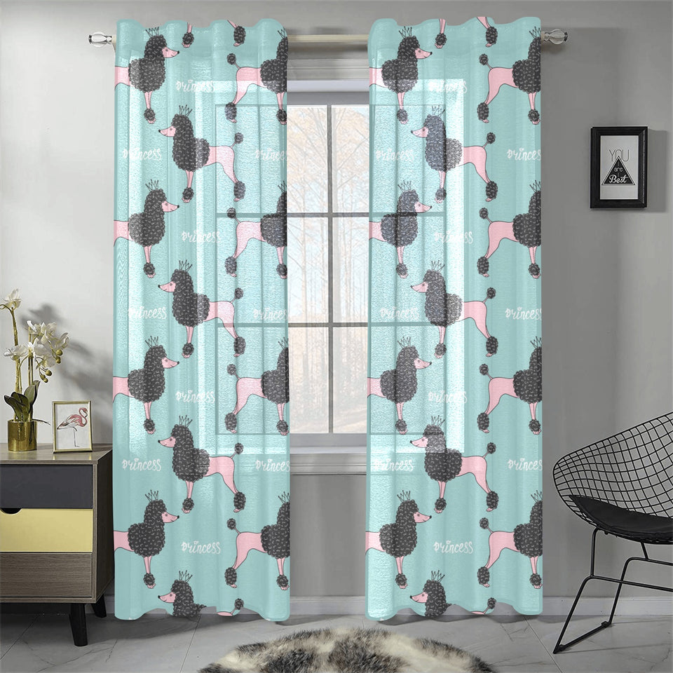 poodle dog green background Gauze Curtain