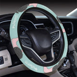 poodle dog green background Car Steering Wheel Cover