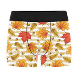 Maple leaf oak leaf acorns beige striped backgroun Men's All Over Print Boxer Briefs Men's Underwear