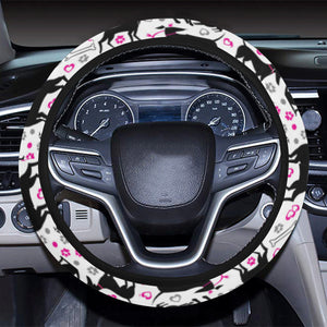Greyhound Pattern Print Design 02 Car Steering Wheel Cover