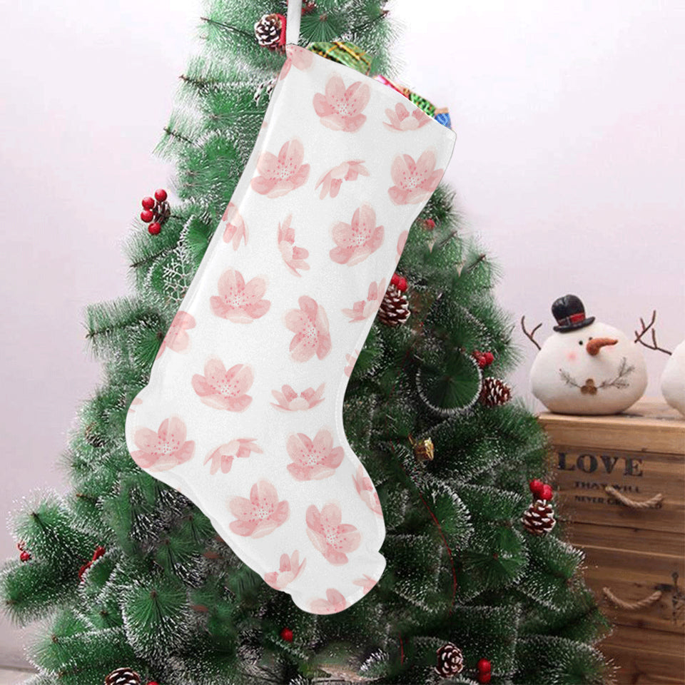 Pink sakura cherry blossom pattern Christmas Stocking