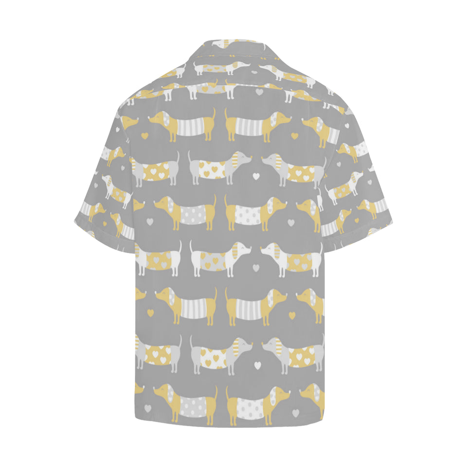 Cute dachshund dog pattern Men's All Over Print Hawaiian Shirt