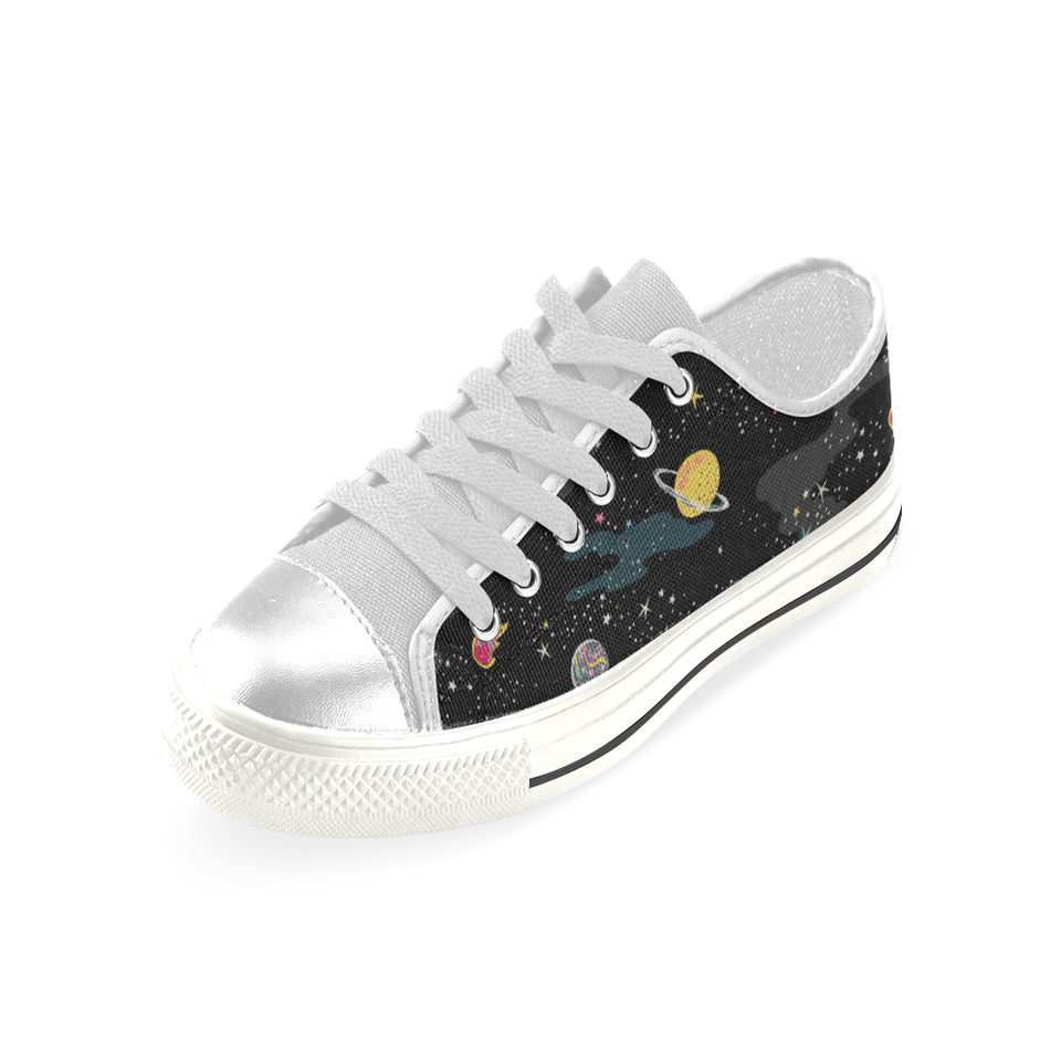 space pattern Women's Low Top Canvas Shoes White