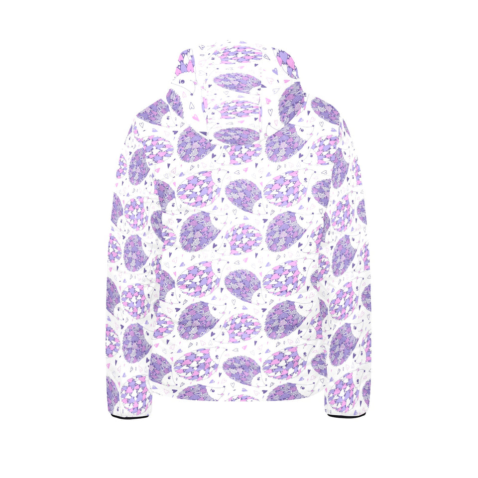 Hedgehog Pattern Print Design 05 Kids' Boys' Girls' Padded Hooded Jacket