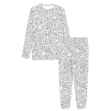 Cartoon hand drawn ice cream black white Women's All Over Print Pajama Set