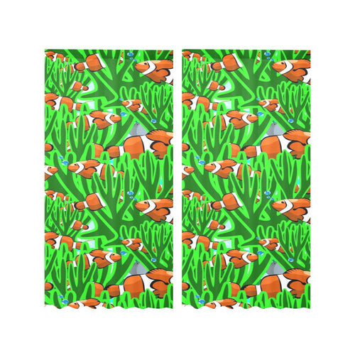 Clown Fish Pattern Print Design 01 Gauze Curtain