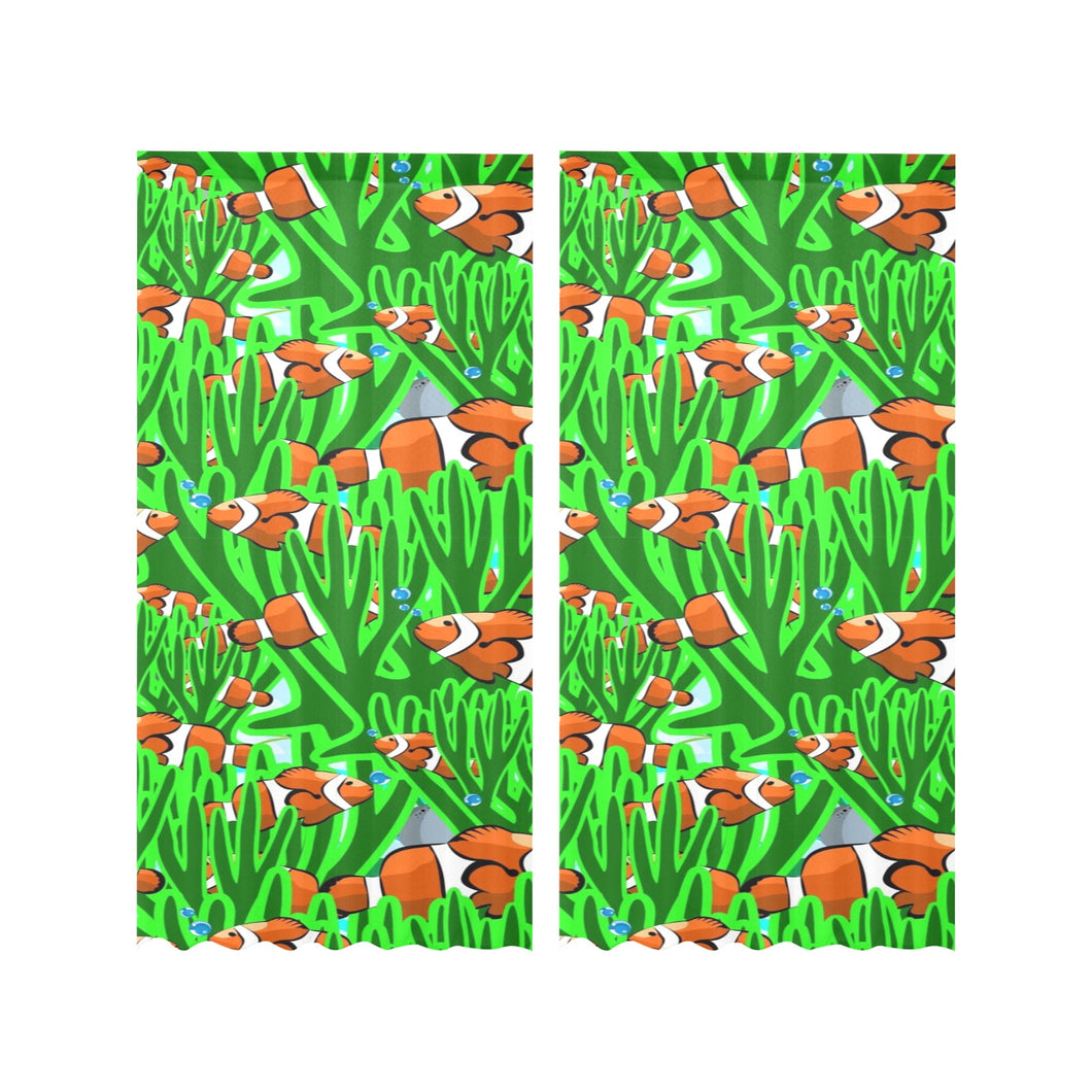 Clown Fish Pattern Print Design 01 Gauze Curtain