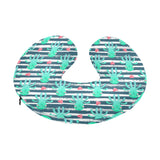 Cute octopuses heart striped background U-Shaped Travel Neck Pillow