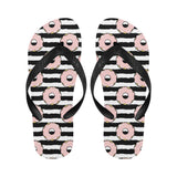 Donuts pink icing striped pattern Unisex Flip Flops