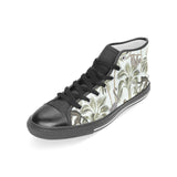 Monkey sloth lemur palm trees pattern Women's High Top Canvas Shoes Black