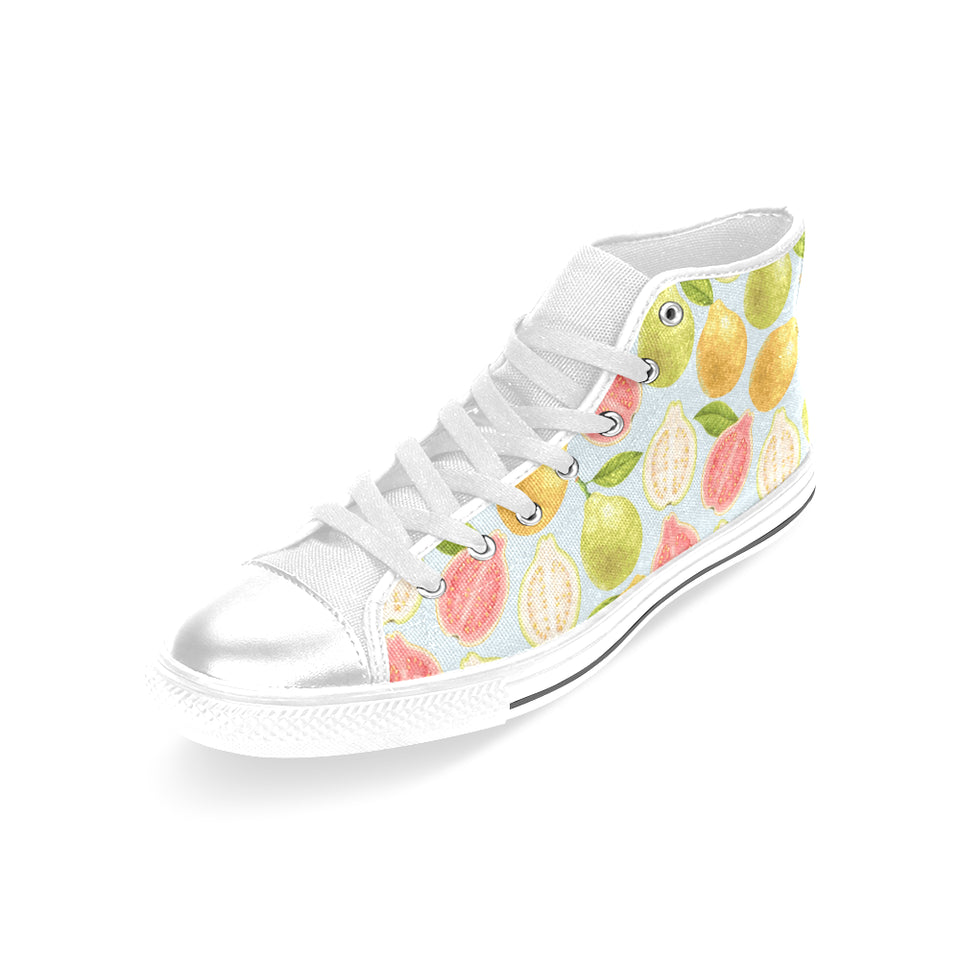 Guava design pattern Women's High Top Canvas Shoes White