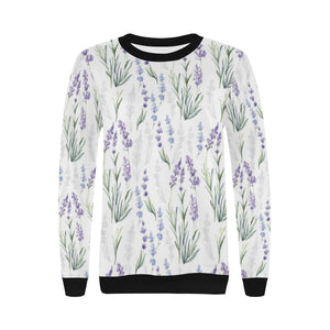 Hand painting Watercolor Lavender Women's Crew Neck Sweatshirt