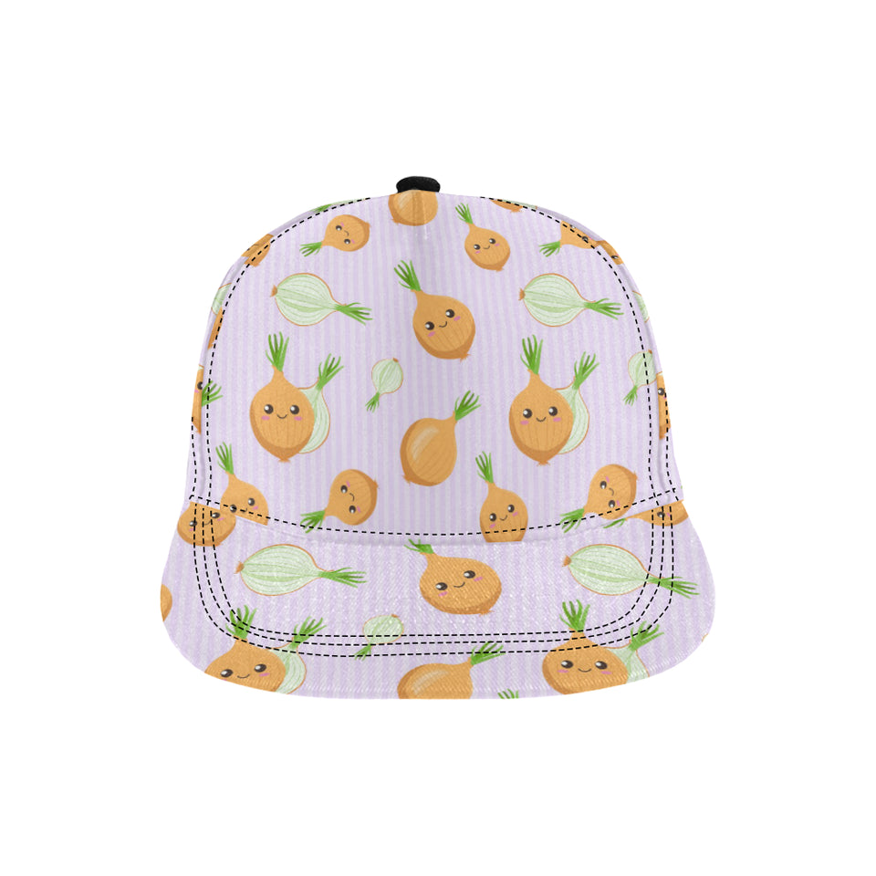cute onions smiling faces purple background All Over Print Snapback Cap