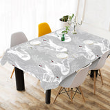 white swan gray background Tablecloth