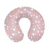 coral white heart pattern U-Shaped Travel Neck Pillow