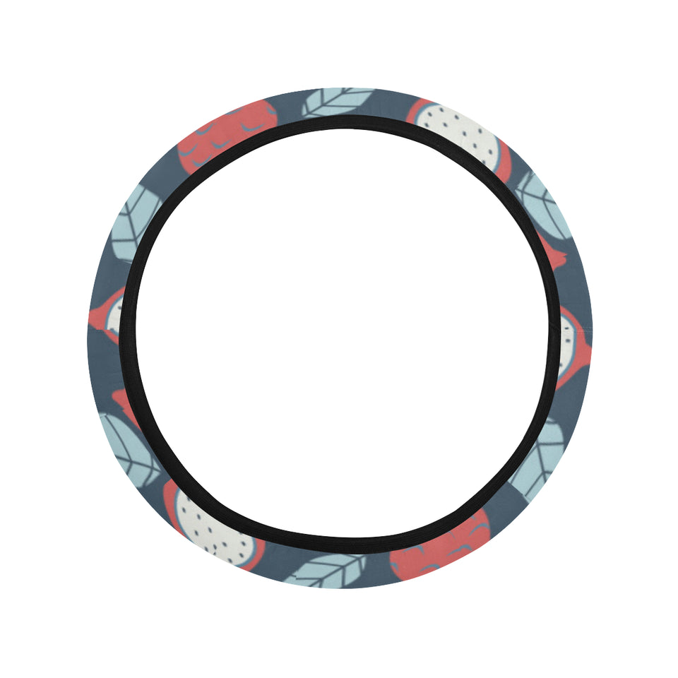 dragon fruits dark blue background Car Steering Wheel Cover