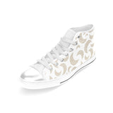 Cool gold moon abstract pattern Women's High Top Canvas Shoes White