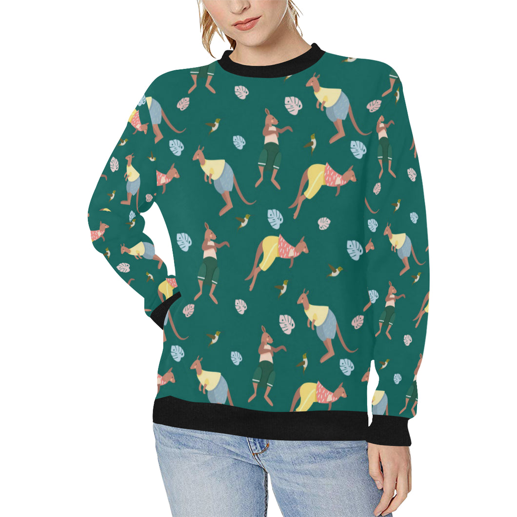 Kangaroo leaves pattern Women's Crew Neck Sweatshirt