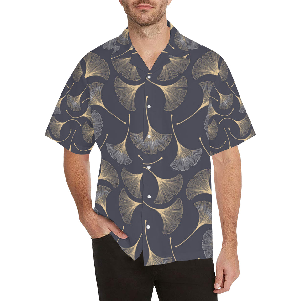 Gold ginkgo leaves Men's All Over Print Hawaiian Shirt