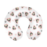 Cute pugs pink heart paw pattern U-Shaped Travel Neck Pillow