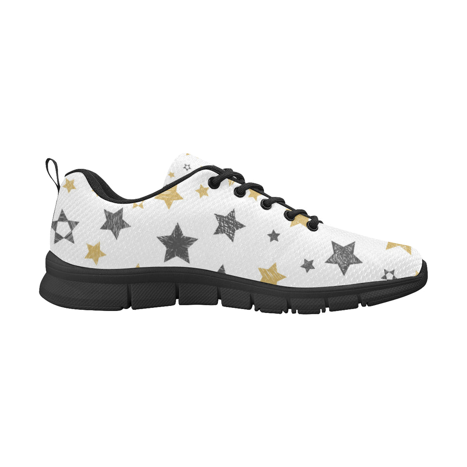 hand drawn gold black star pattern Men's Sneaker Shoes