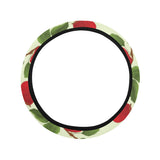 Red apples leaves pattern Car Steering Wheel Cover