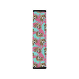 Beagle muzzles turquoise paint splashes pink patte Car Seat Belt Cover