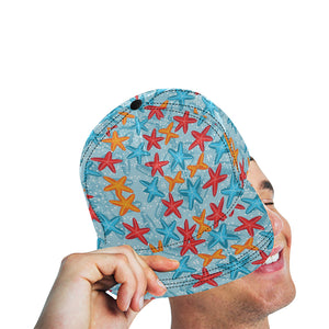 Blue red orange starfish pattern All Over Print Snapback Cap